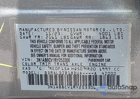 2024 Nissan Sentra Sv z USA, uszkodzony, nr VIN 3N1AB8CV1RY253306